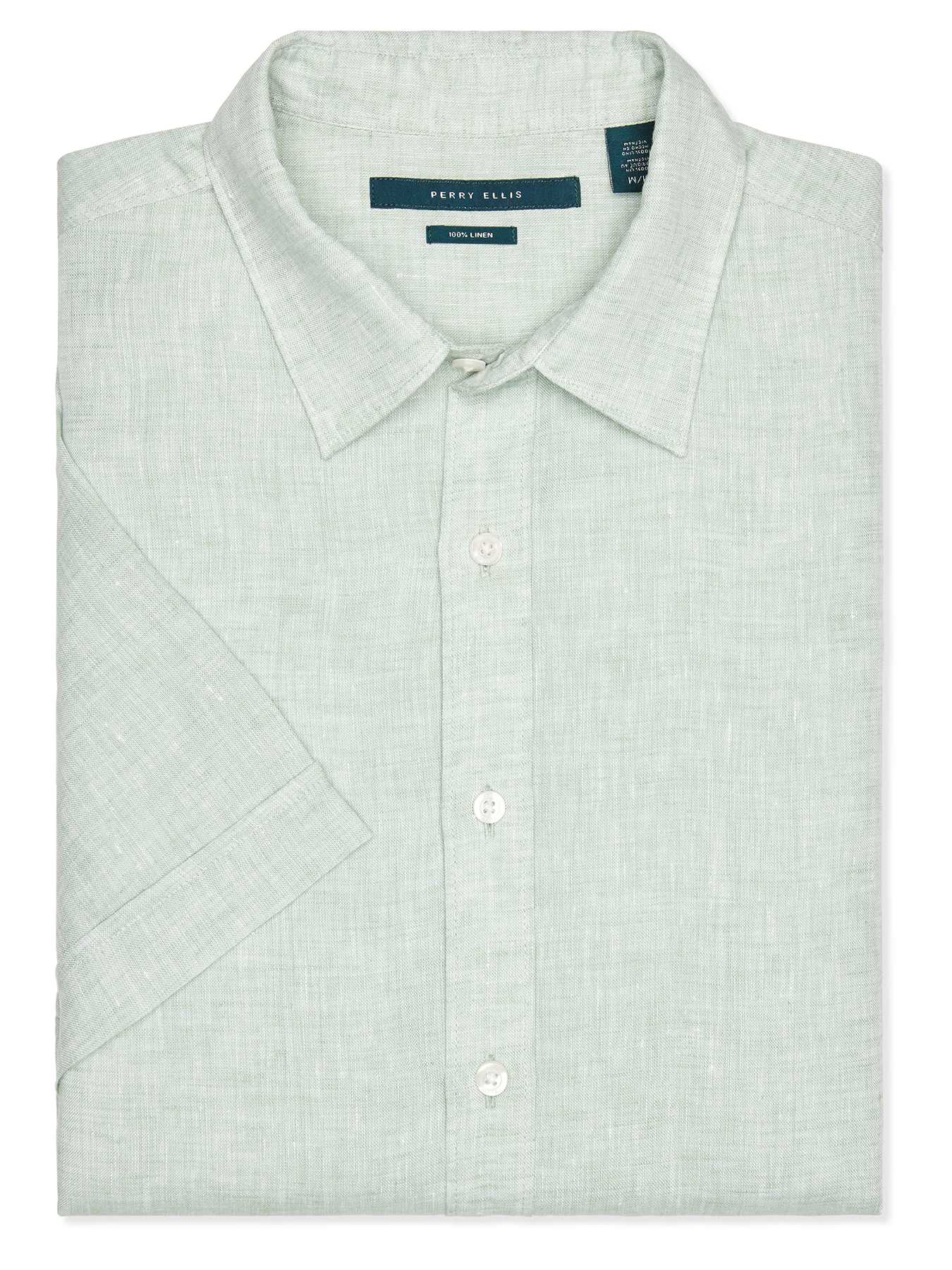 Perry Ellis Short Sleeve Linen Chambray Shirt