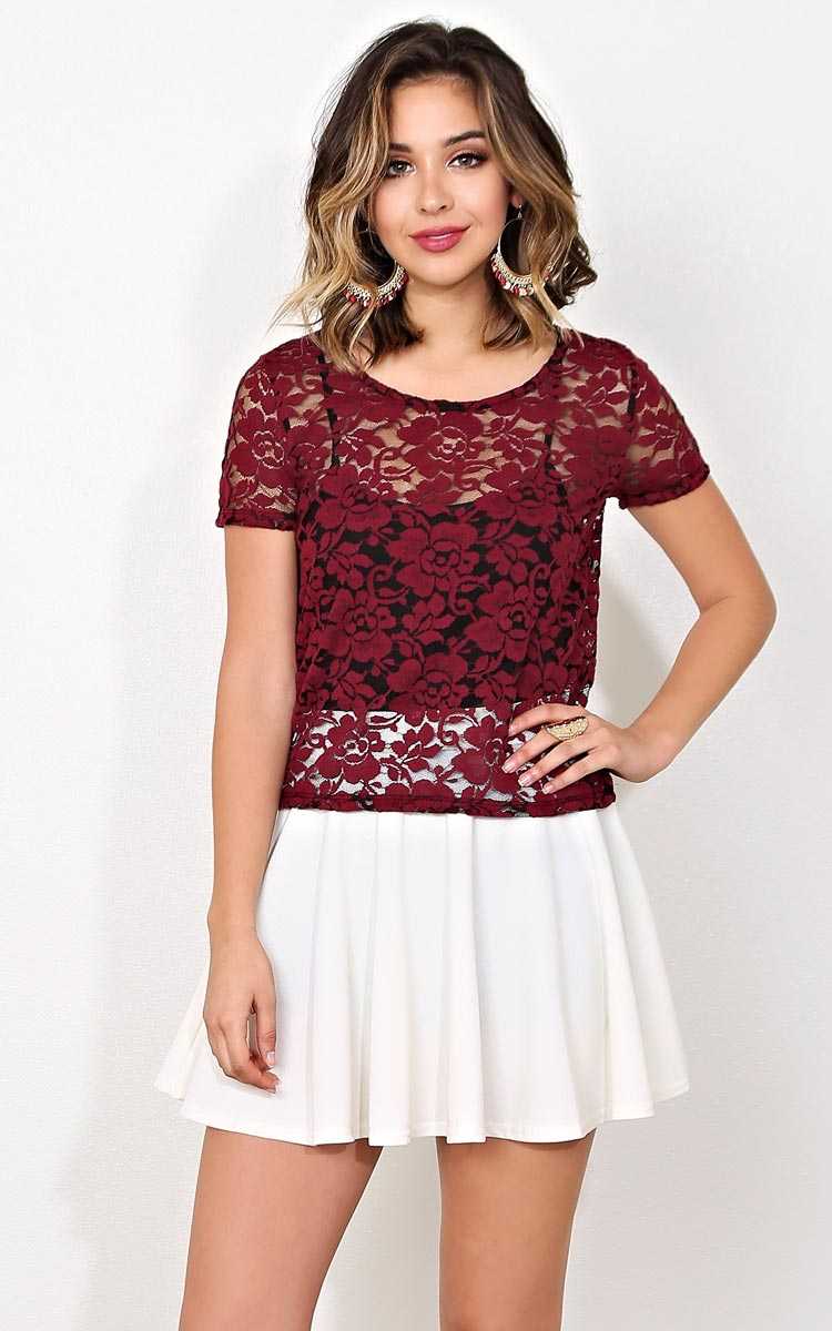 Floral Crush Lace Top - - Wine Combo in Size by Styles For Less