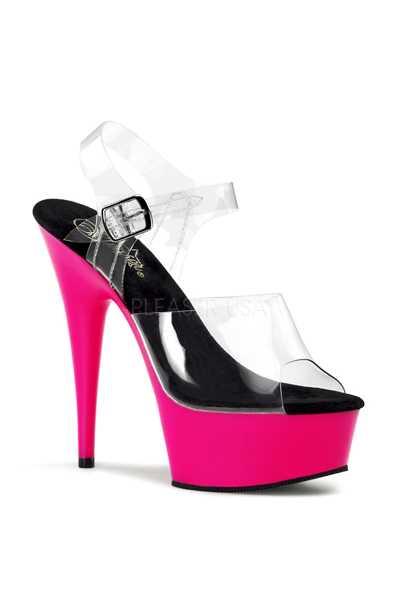 Clear Neon Pink UV Platform High Heels