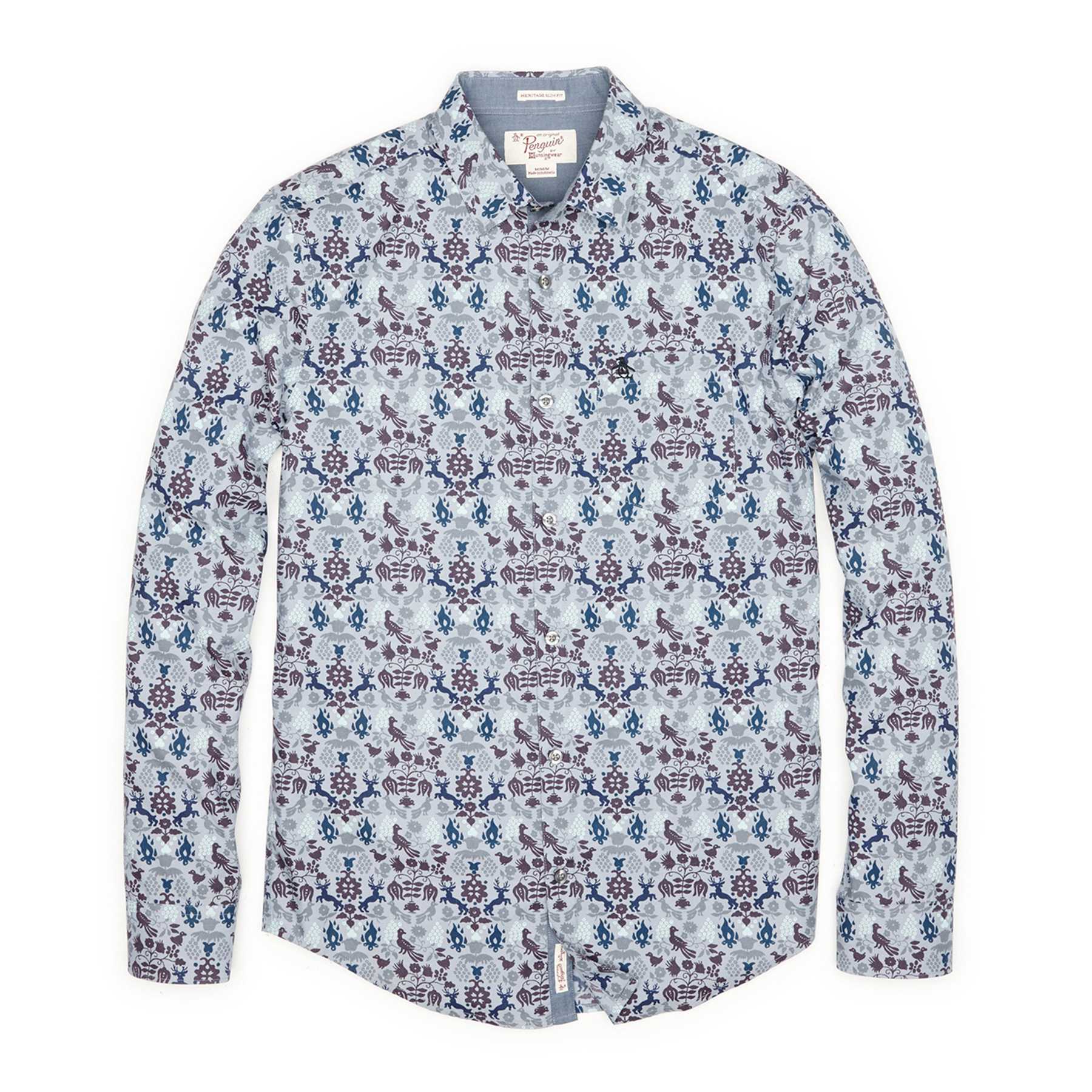 Original Penguin AMISH PRINT CHAMBRAY SHIRT