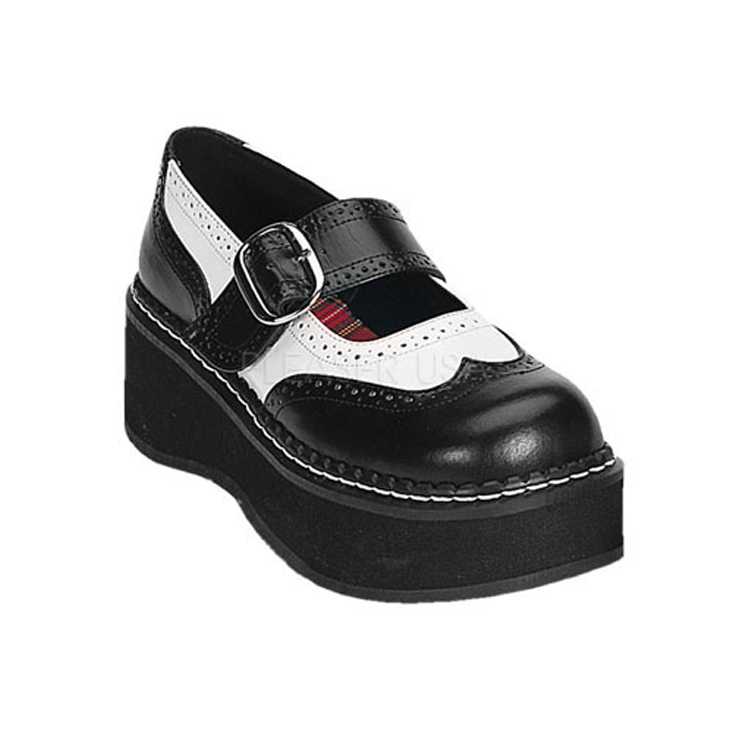 Black White Maryjane Oxford Platforms Faux Leather