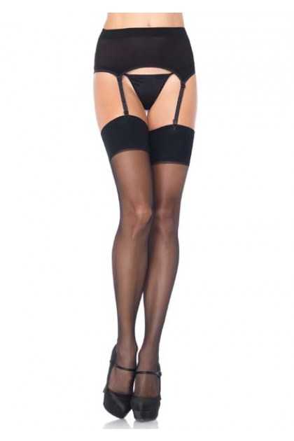 Black Sheer Garter Belt 2pc. Hosiery Plus Size