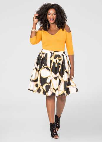 Status Print Box Pleat Skirt