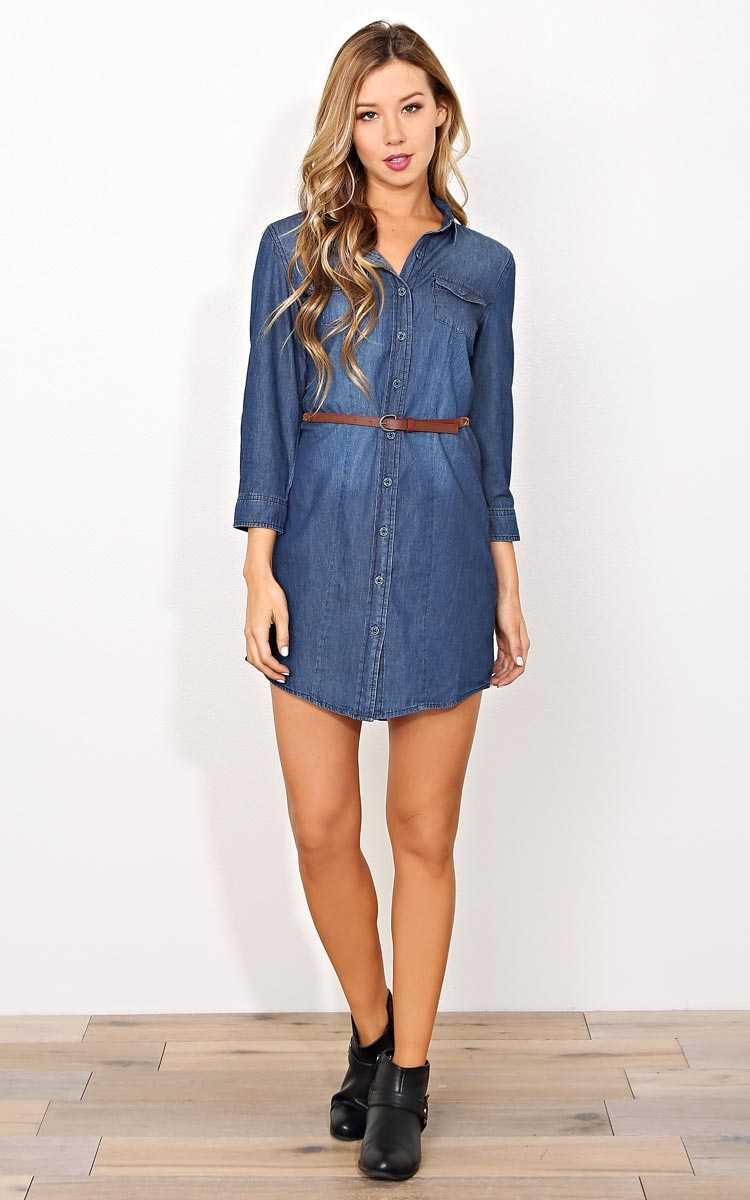 Chill Chambray Belted Dress - LGE - in Size Large by Styles For Less