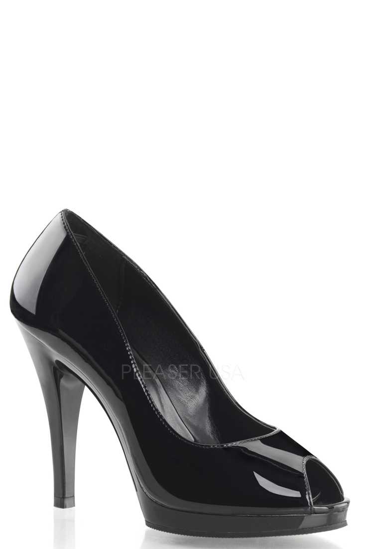 Black Peep Toe Pump High Heels Patent
