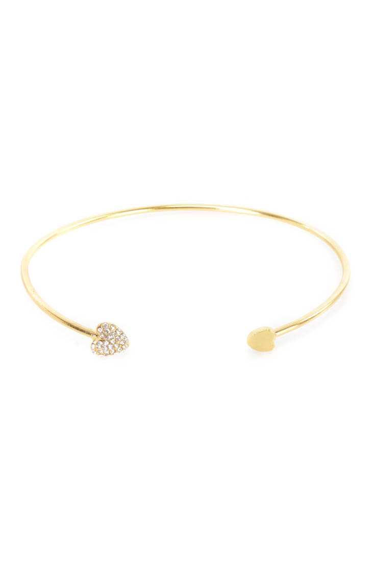 Gold High Polish Metal Heart Bracelet