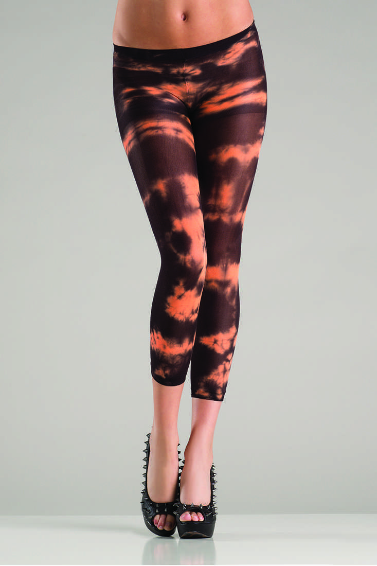 Orange Tie Dye Footless Pantyhose