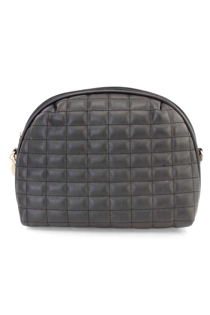 Black Quilted Faux Leather Mini Handbag