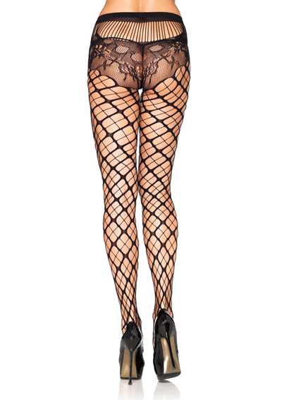 Black Seamless Trellis Net Lace Pantyhose Hosiery