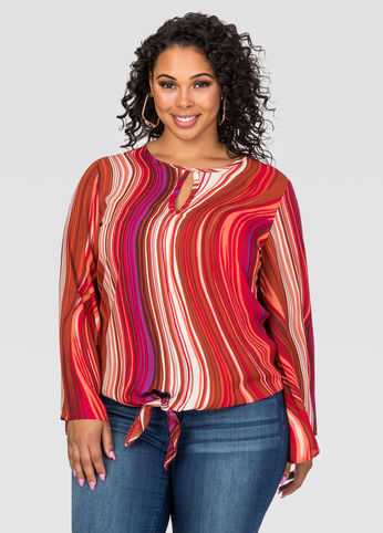 Printed Tie Front Shirt