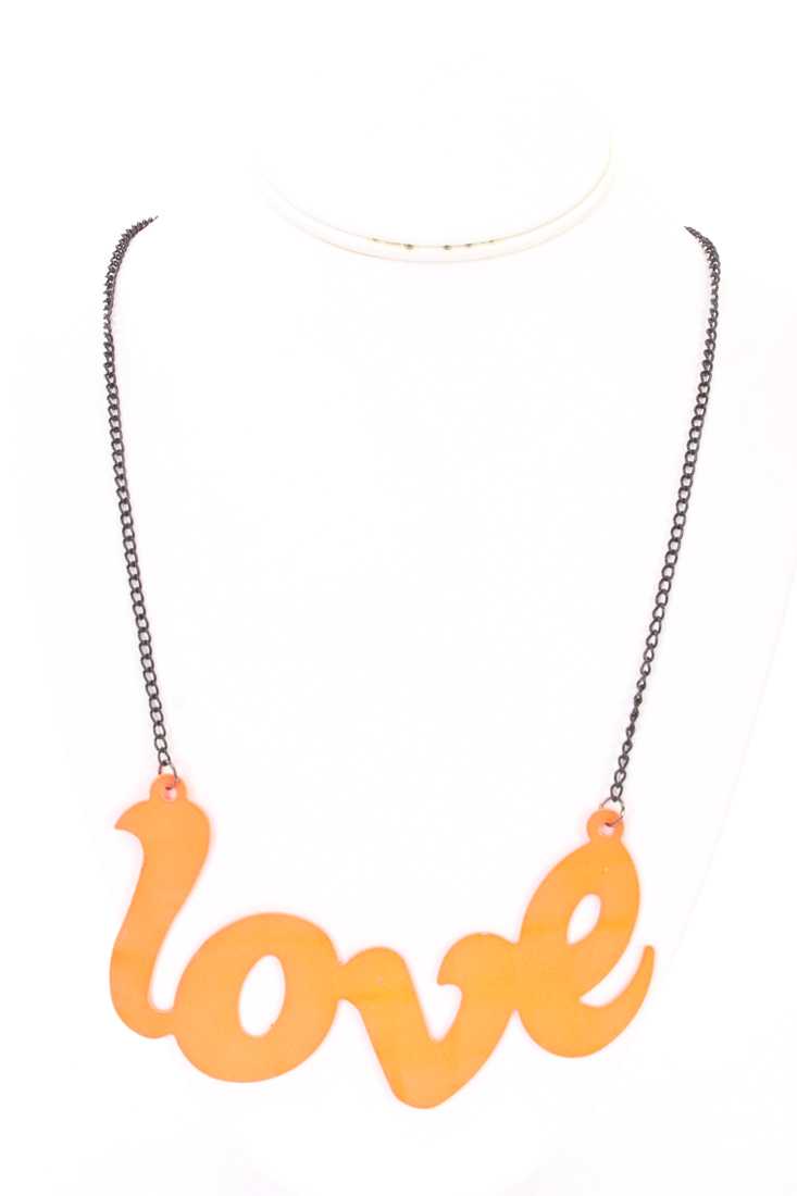 Neon Orange Love Pendant Necklace
