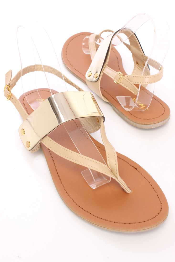 Camel Thong Post Stylish Sandals Faux Leather