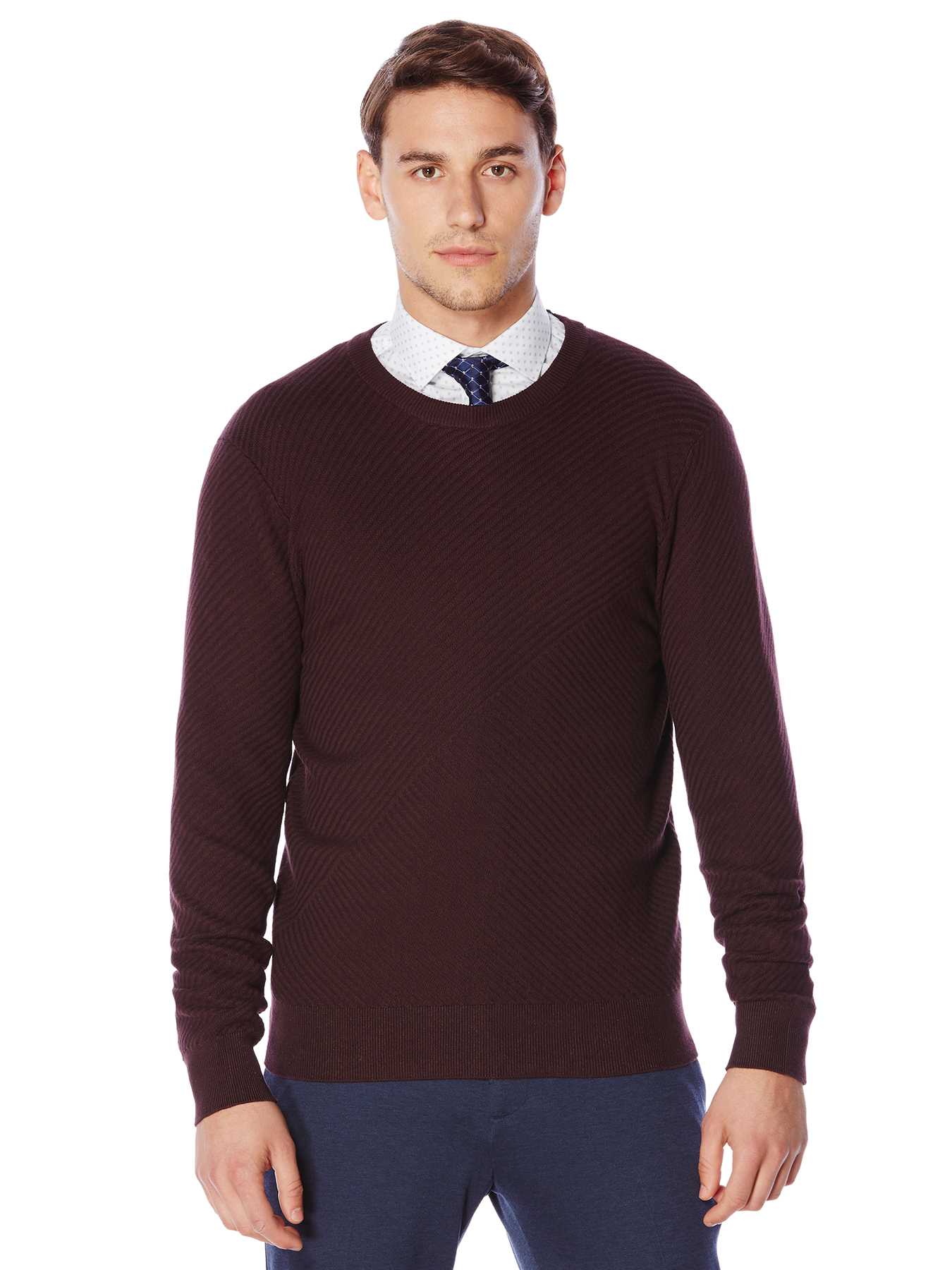 Perry Ellis Textured Crew Neck Sweater