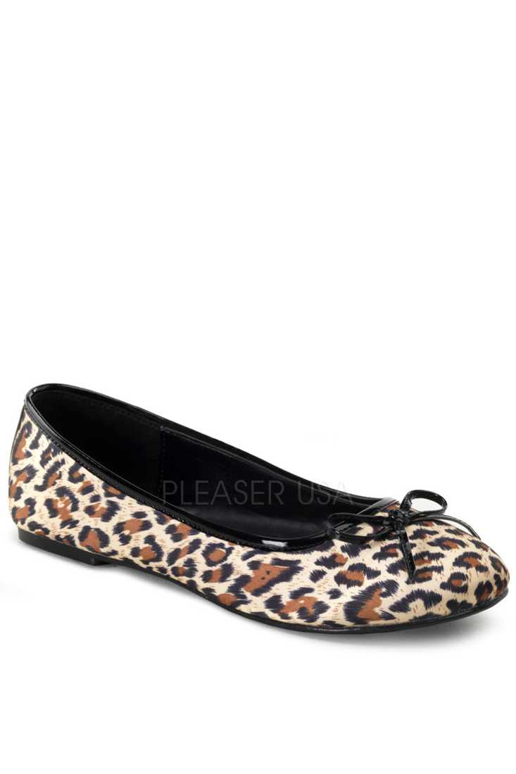 Cheetah Print Bow Tie Closed Toe Flats Satin