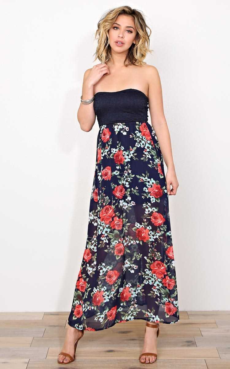 Secret Garden Maxi Dress - SML - Navy Combo in Size Small by Styles For Less