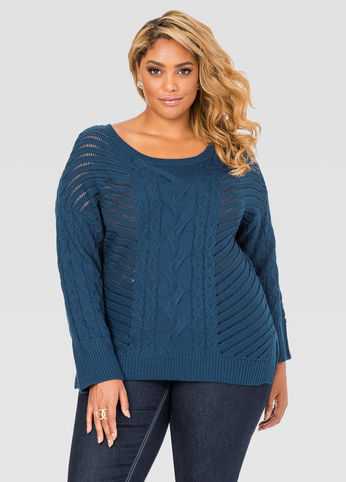 Cable Knit Hi-Lo Sweater