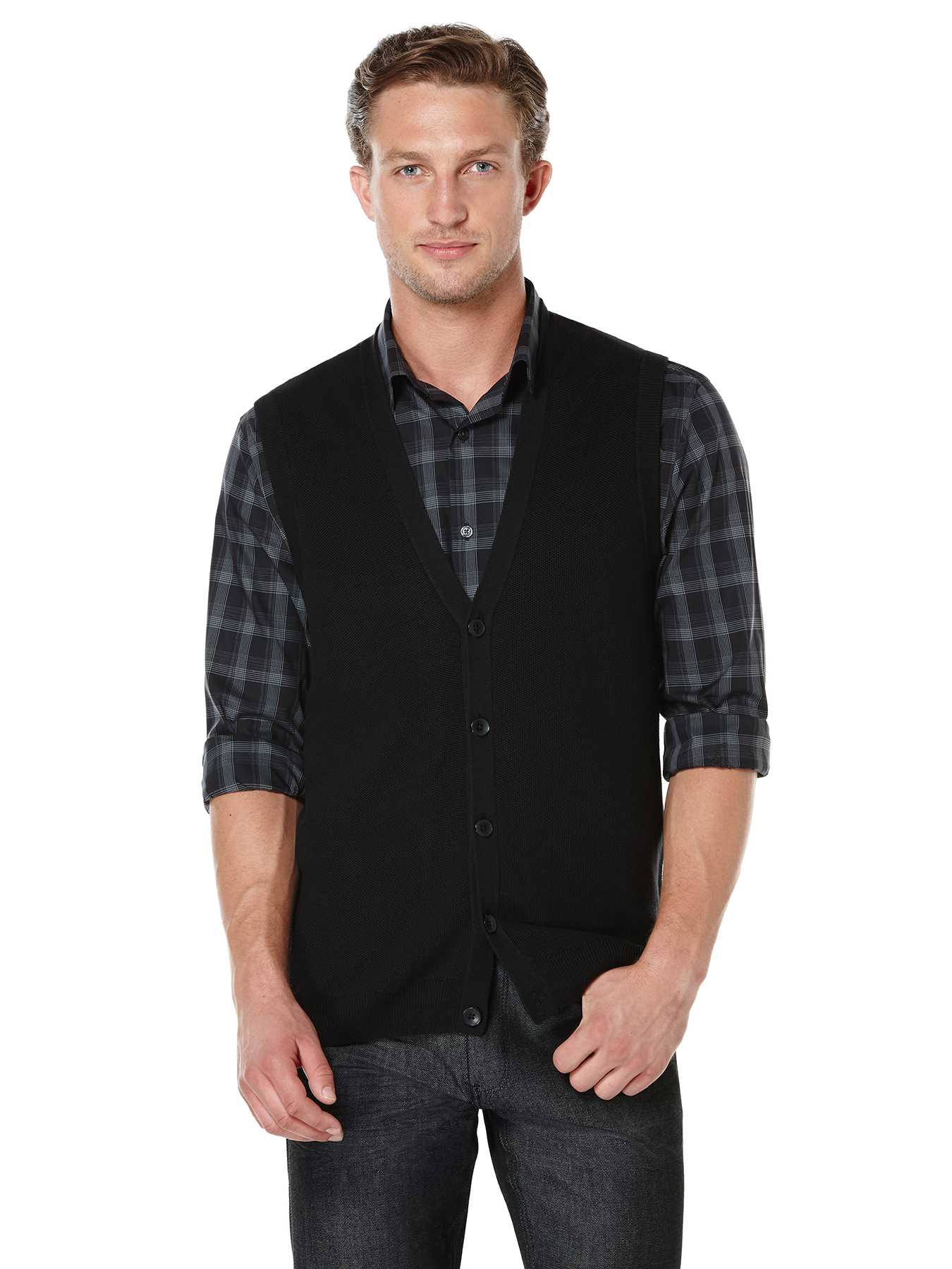 Perry Ellis Big and Tall 5 Button Solid Vest