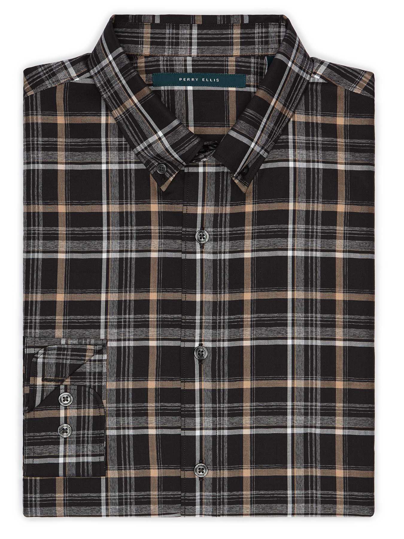 Perry Ellis Heather Plaid Plain Weave Shirt