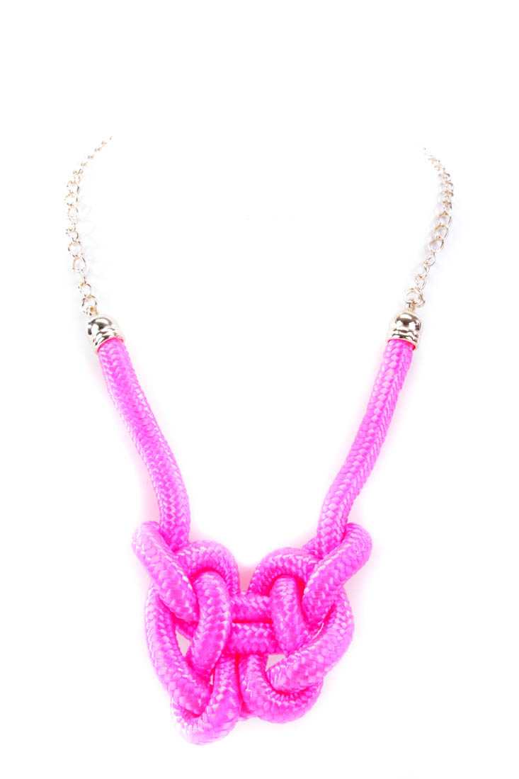 Neon Pink Knotted Rope Necklace