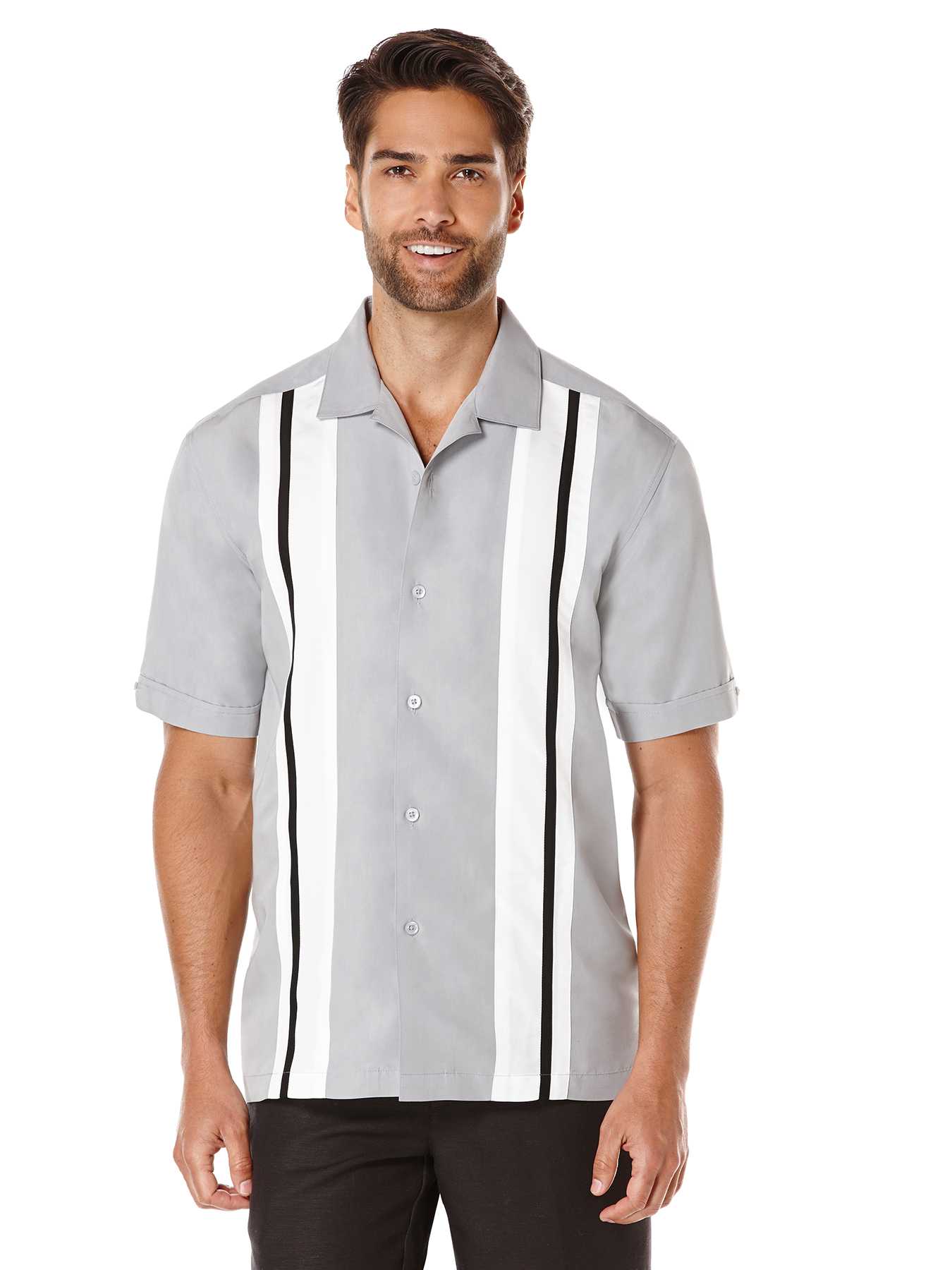 Cubavera Big & Tall Short Sleeve Tri Color Panel Shirt