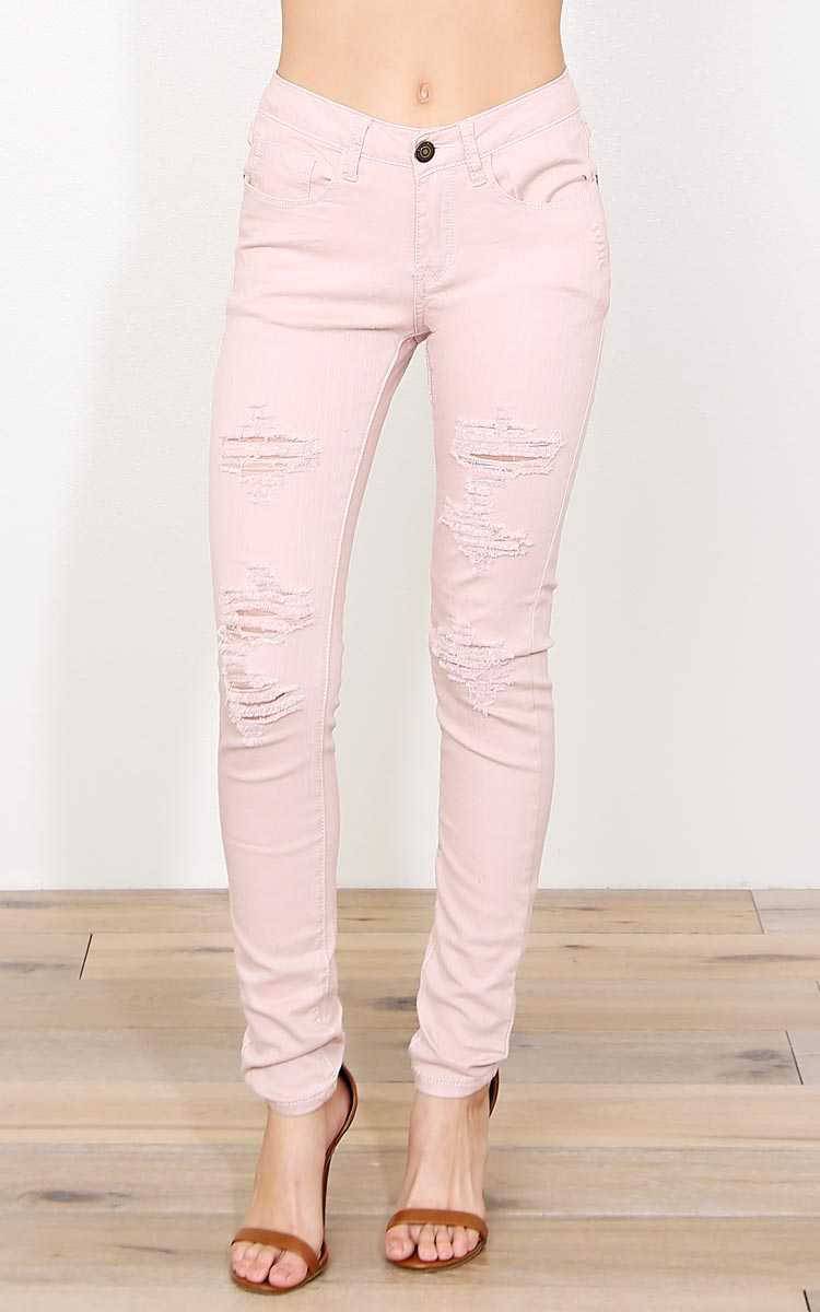 MACHINE Blushing Babe Skinny Jeans - Blush in Size by Styles For Less