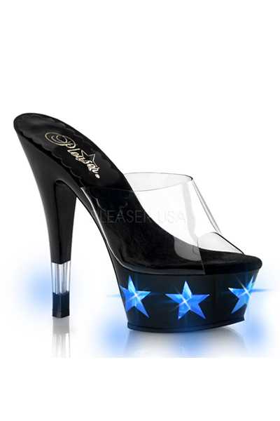 Clear Blue Light Up Star Platform High Heels