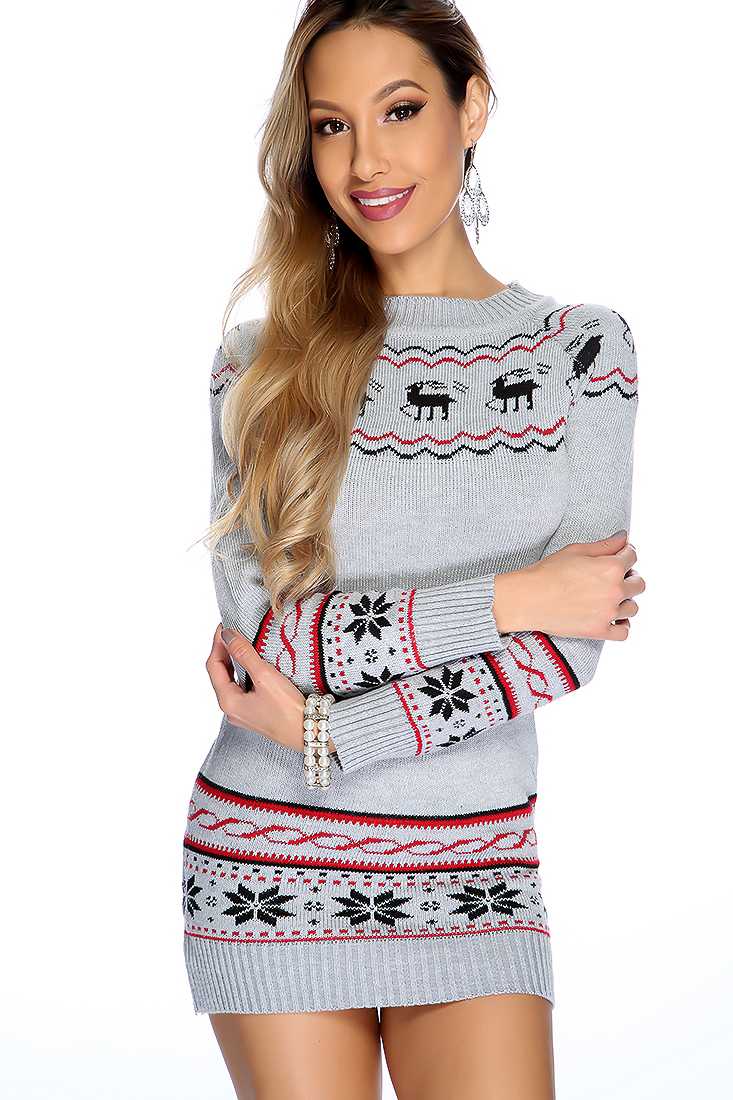 Christmas Rain Deer Design Sweater Dress