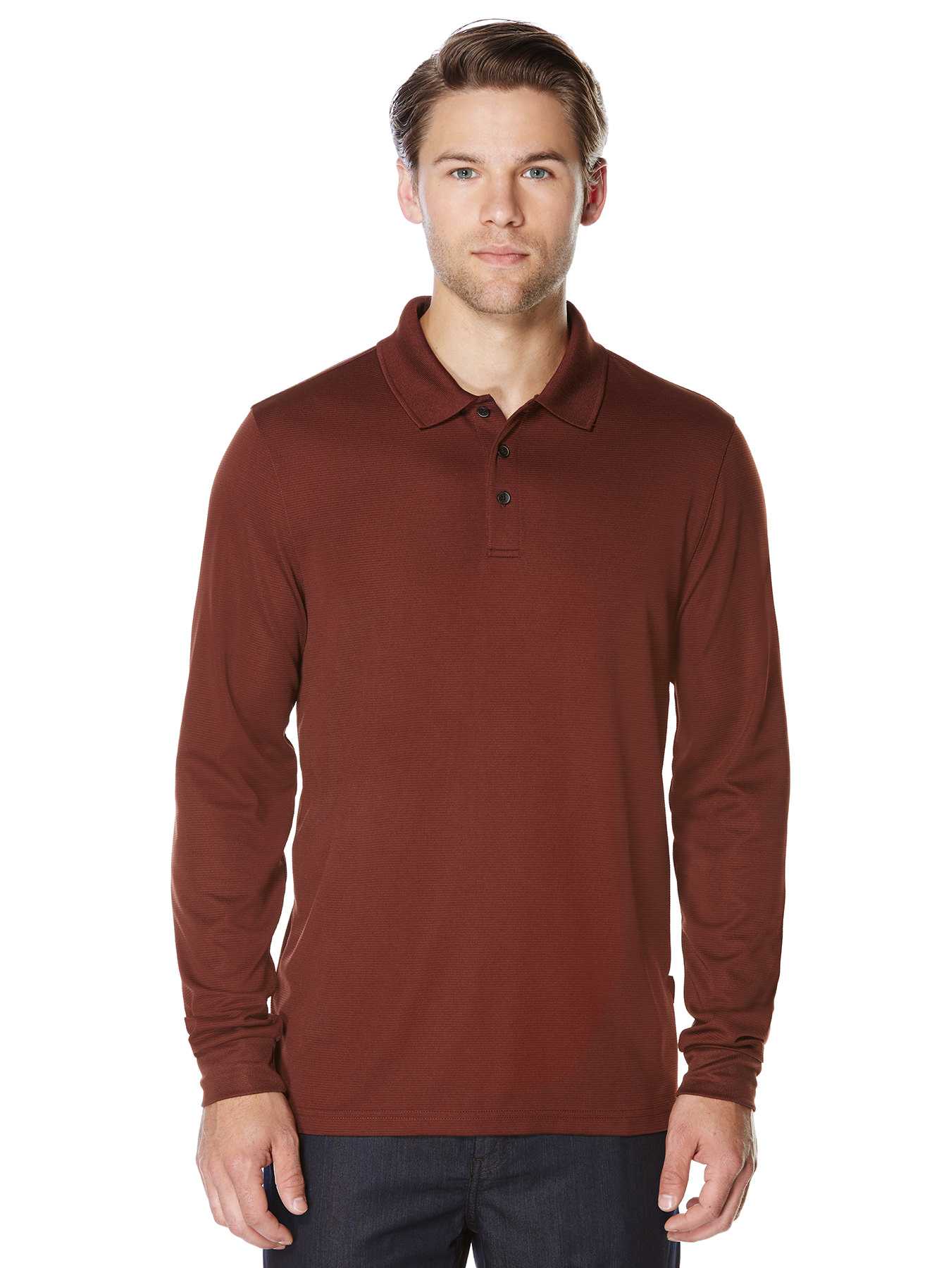 Perry Ellis Long Sleeve Three Button Polo