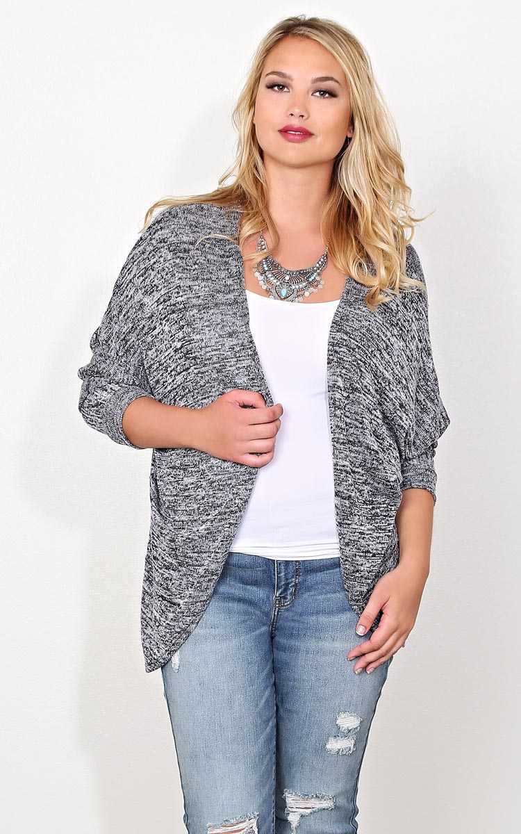 Plus Size Crisp Air Knit Wrap - Black/White in Size 1X by Styles For Less