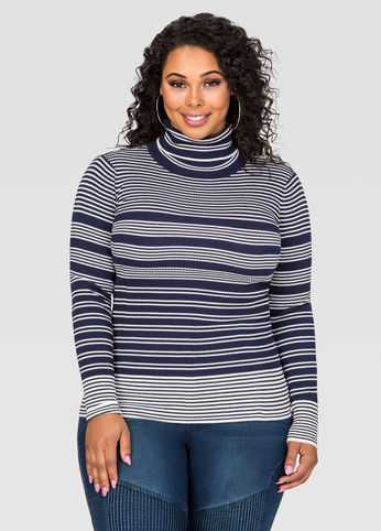 Variegate Stripe Turtleneck Sweater