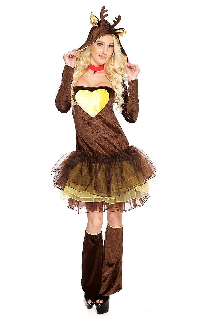 Brown 4 PC. Reindeer Holiday Costume