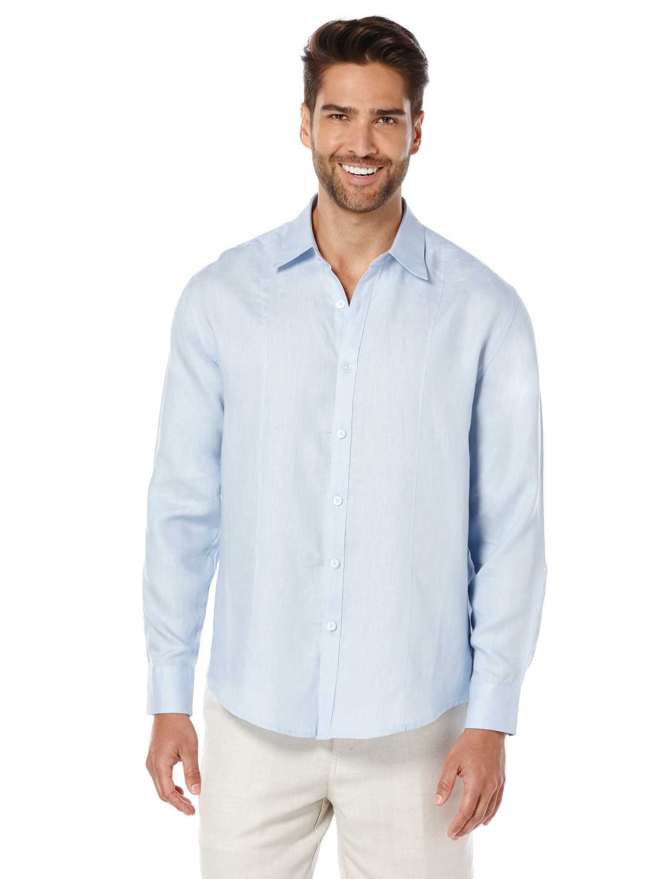 Cubavera 100% Linen Long Sleeve Tuck Shirt