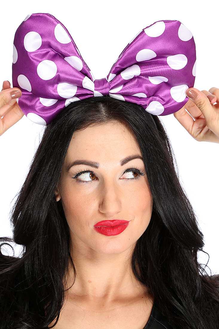 1 PC Purple Polka Dotted Mouse Ear Headband