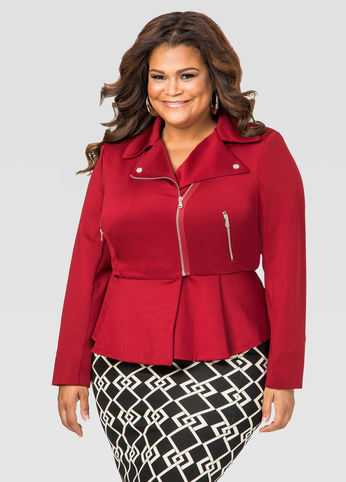 Ponte Peplum Moto Jacket