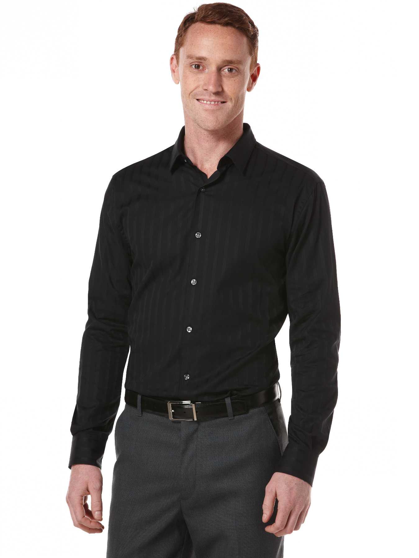 Perry Ellis Slim Fit Tonal Stripe Sateen Shirt