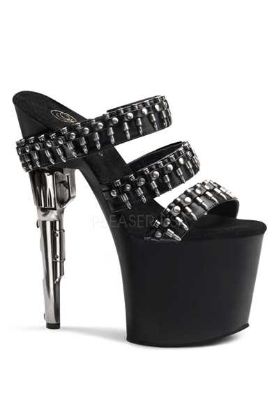 Black Bullet Strappy Gun High Heels
