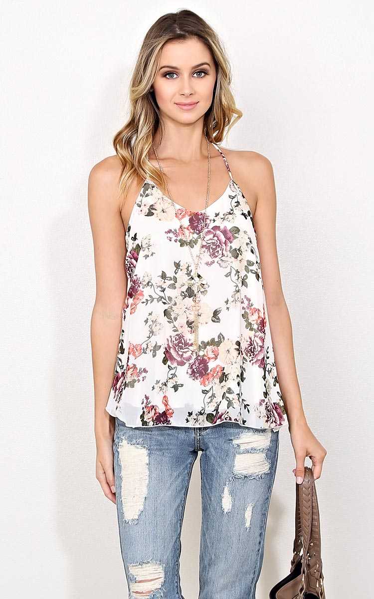 Garden Walk Caged Back Necklace Tank - - Plum in Size by Styles For Less