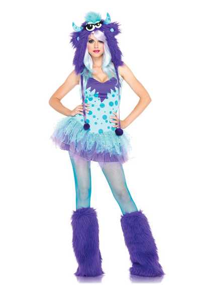 Aqua Purple Furry Animal Monster 2PC. Costume Outfit