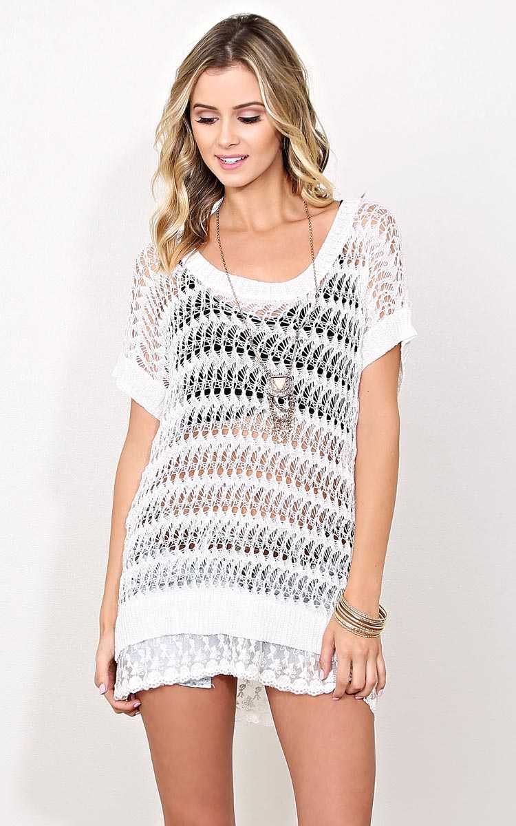 Morning Break Eyelet Sweater - - Cream in Size by Styles For Less