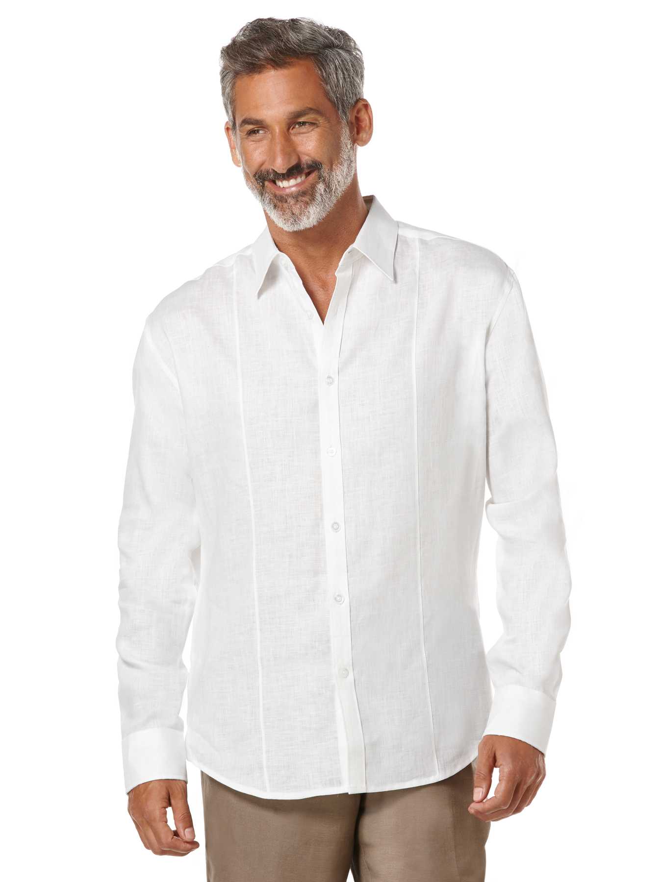 Cubavera 100% Linen Long Sleeve Tuck Shirt