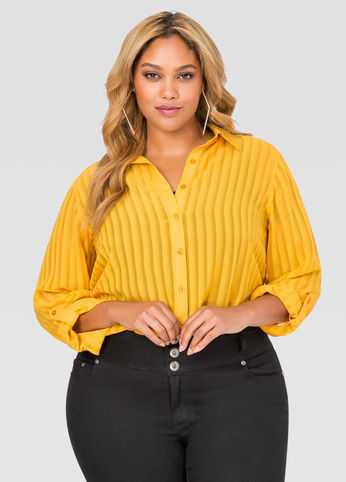 Shadow Stripe Button Front Tunic
