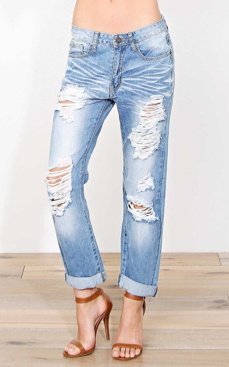 MACHINE Rory Boyfriend Jeans - Lt Destroyed in Size by Styles For Less