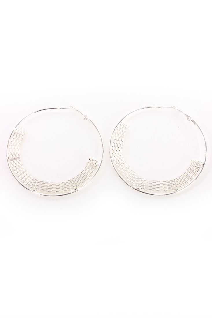 Silver Box Chain High Polish Hoop Earrings