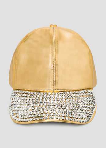 Stud Brim Faux Leather Baseball Cap
