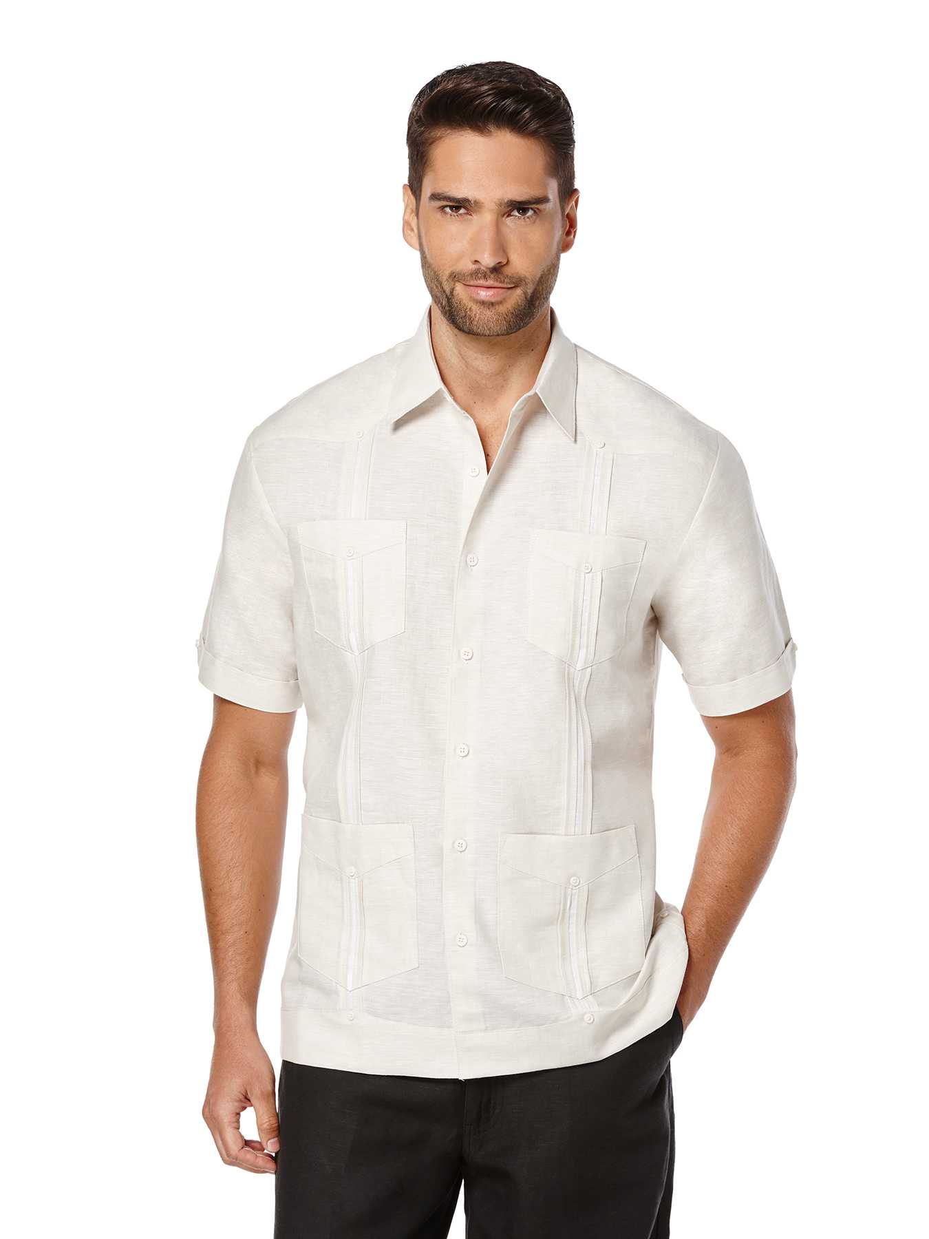 Cubavera Short Sleeve Linen Front Insert Guayabera