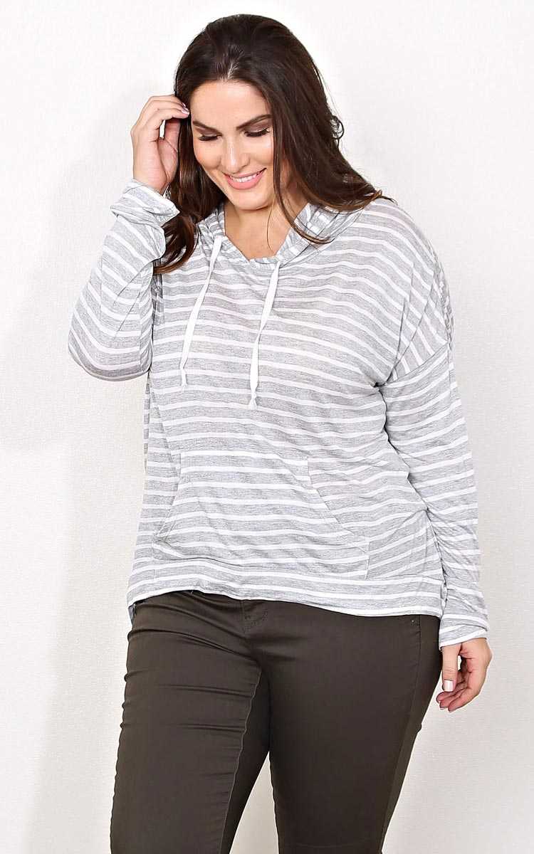 Plus Size Mellow Striped Hooded Top - Combo in Size by Styles For Less