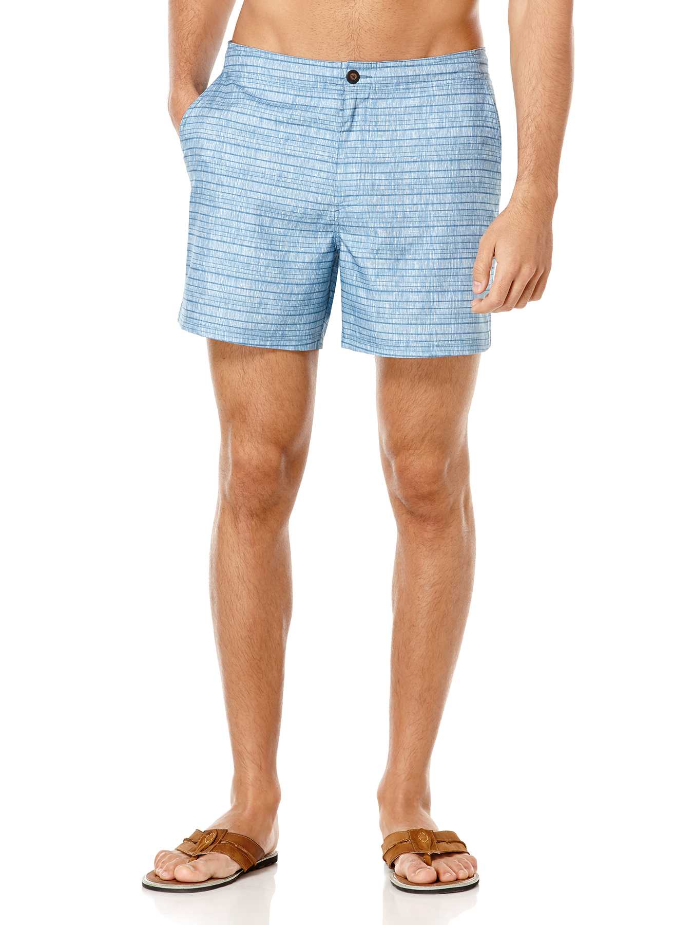 Cubavera Printed Horizontal Stripes Swim Trunk