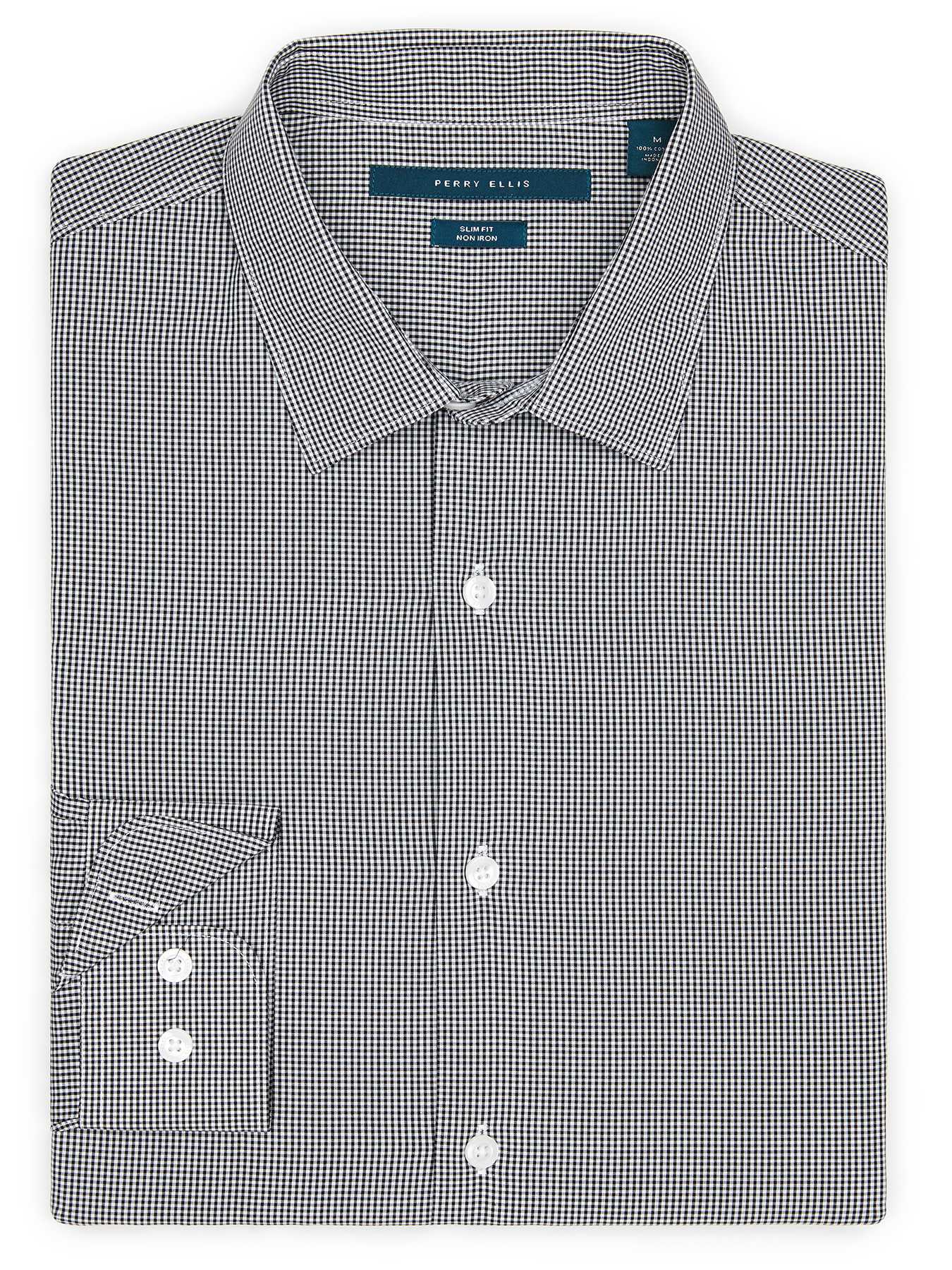 Perry Ellis Non-Iron Mini Gingham Pattern Shirt
