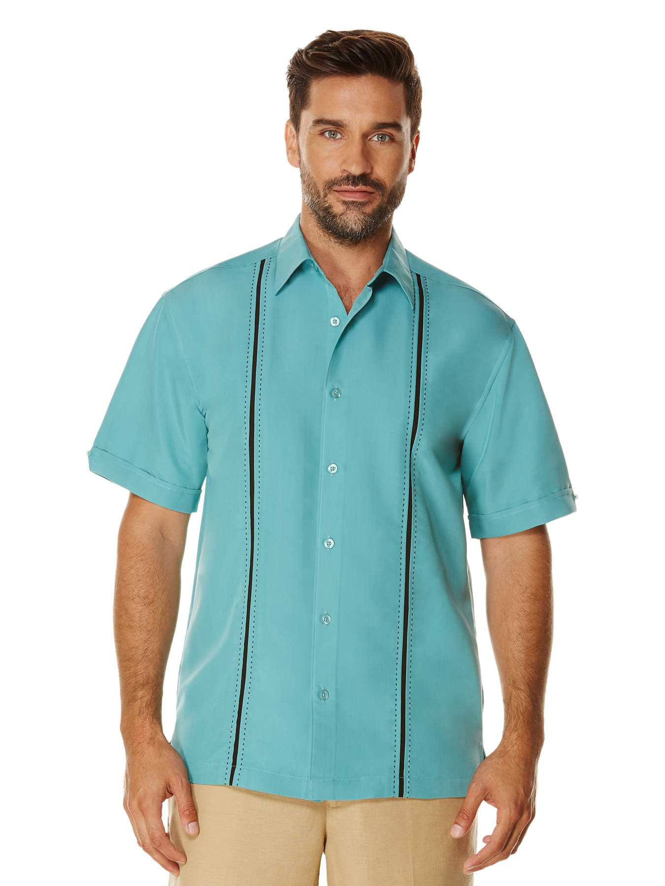 Cubavera Short Sleeve Insert Panels With Pickstitch Shirt