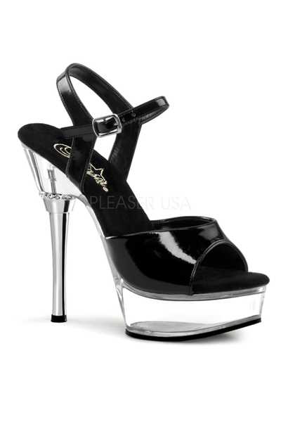 Black Clear Patent Rhinestone Stiletto High Heels